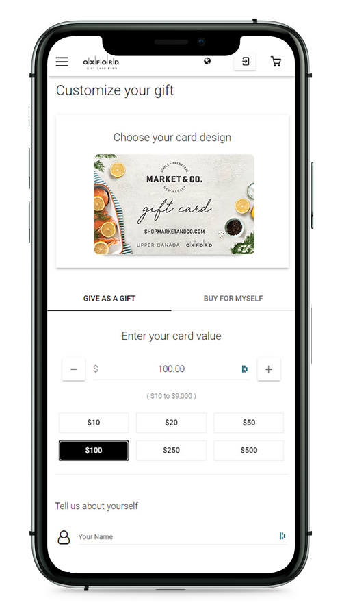 Market & Co Gift Card on phone